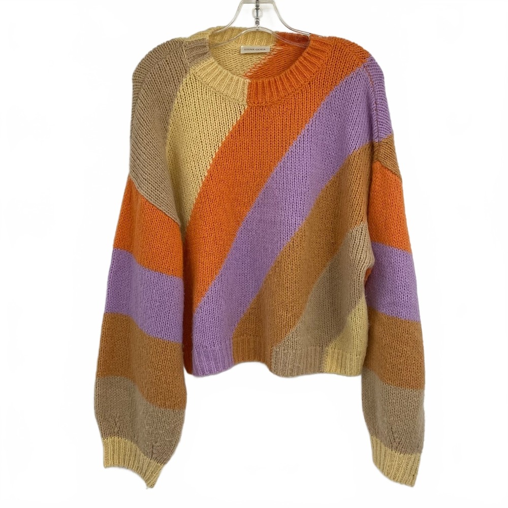Stine Goya Orange Purple Striped Sweater | Womens S